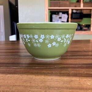 Vintage Pyrex 401 Spring Blossom Green Crazy Daisy Nesting Mixing Bowl